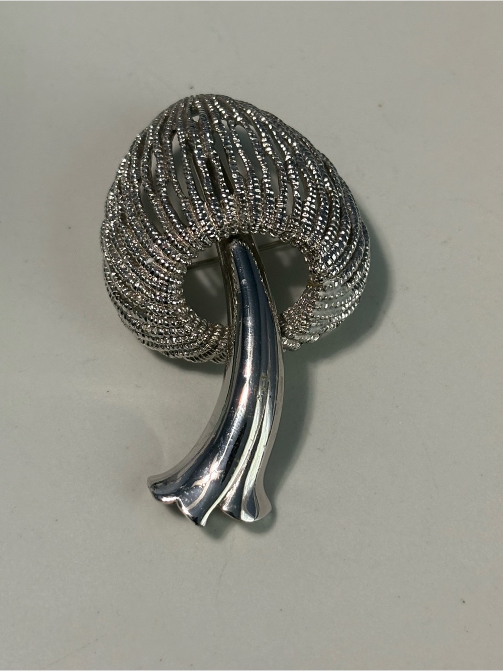 Vintage Silver Mushroom Brooch - Silver